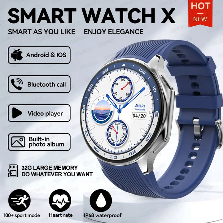 2024 New For OPPO Watch X Smart Watch 4G Memory Music Video Bluetooth Call IP68 Waterproof AMOLED