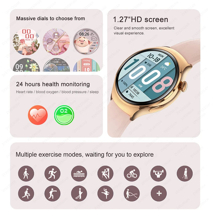 New Huawei Mini 4 NFC Smart Watch Women Men GPS Tracker 1.27inch AMOLED