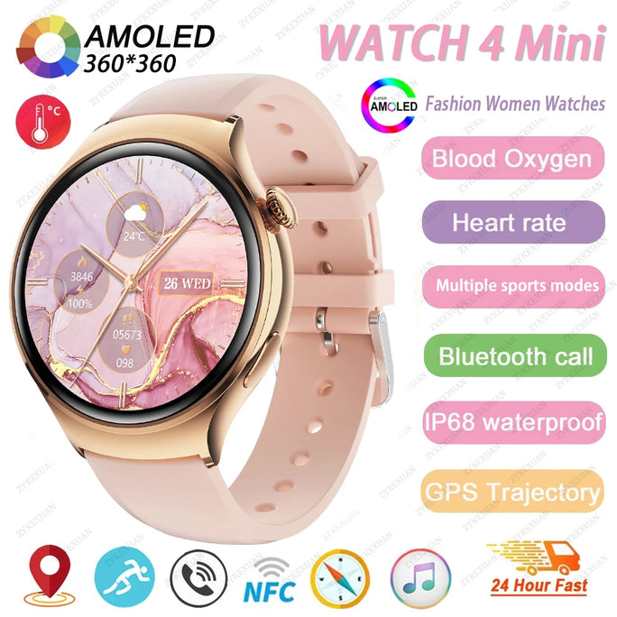 New Huawei Mini 4 NFC Smart Watch Women Men GPS Tracker 1.27inch AMOLED