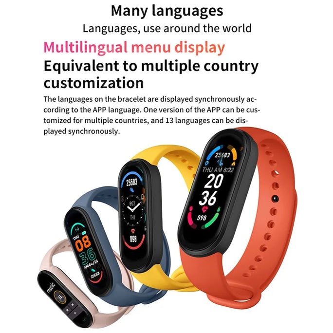 M6 Smart Watch Men Women Fitness Smart Bracelet Sports Band Heart Rate Blood Pressure Monitor