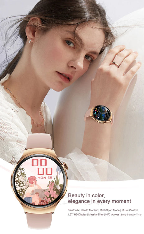 New Huawei Mini 4 NFC Smart Watch Women Men GPS Tracker 1.27inch AMOLED