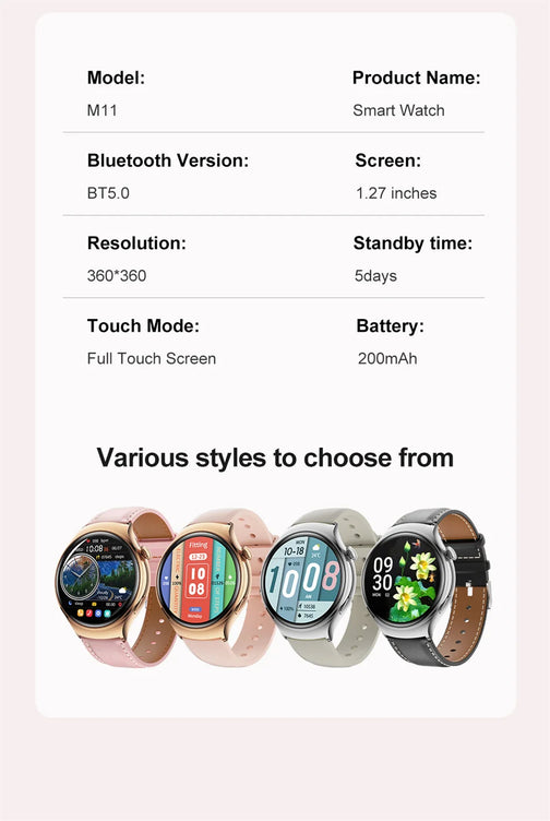 New Huawei Mini 4 NFC Smart Watch Women Men GPS Tracker 1.27inch AMOLED