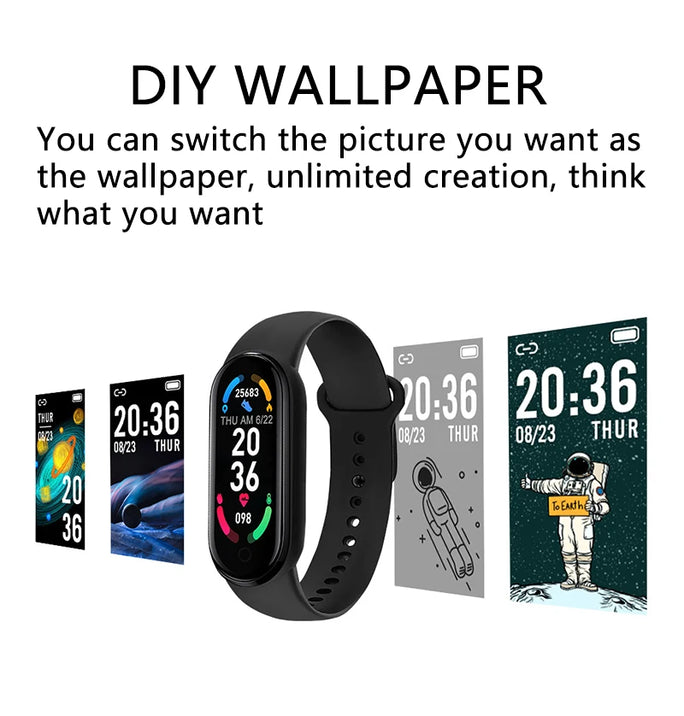 M6 Smart Watch Men Women Fitness Smart Bracelet Sports Band Heart Rate Blood Pressure Monitor