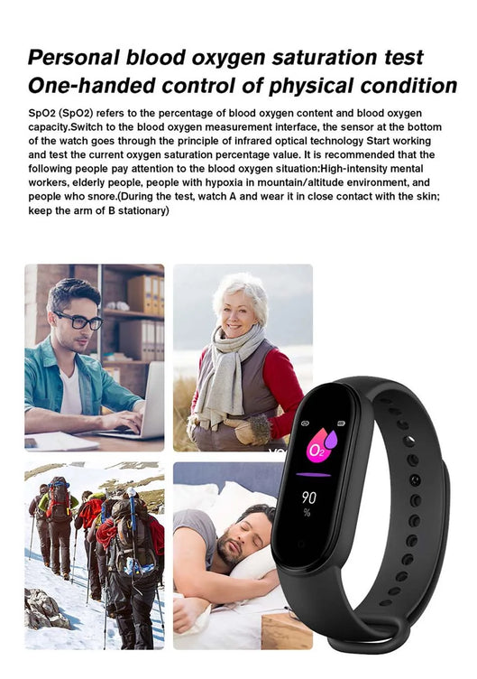 M6 Smart Watch Men Women Fitness Smart Bracelet Sports Band Heart Rate Blood Pressure Monitor