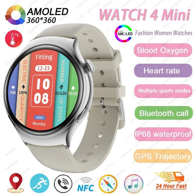 New Huawei Mini 4 NFC Smart Watch Women Men GPS Tracker 1.27inch AMOLED