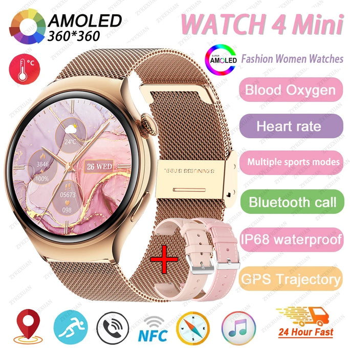 New Huawei Mini 4 NFC Smart Watch Women Men GPS Tracker 1.27inch AMOLED
